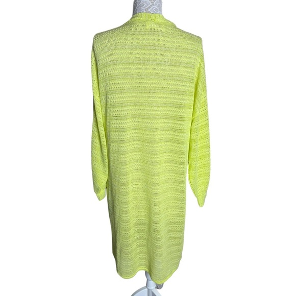 Anthropologie Astrid Open Knit Kimono Cardigan Neon Yellow Green One Size - Picture 3 of 7